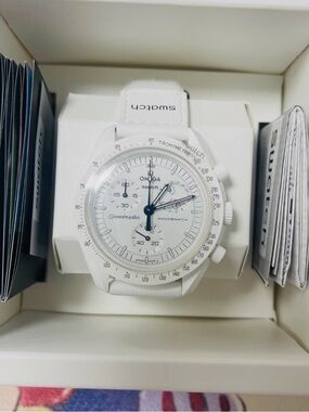 Swatch White Speedmaster Style (Bioceramic Look)